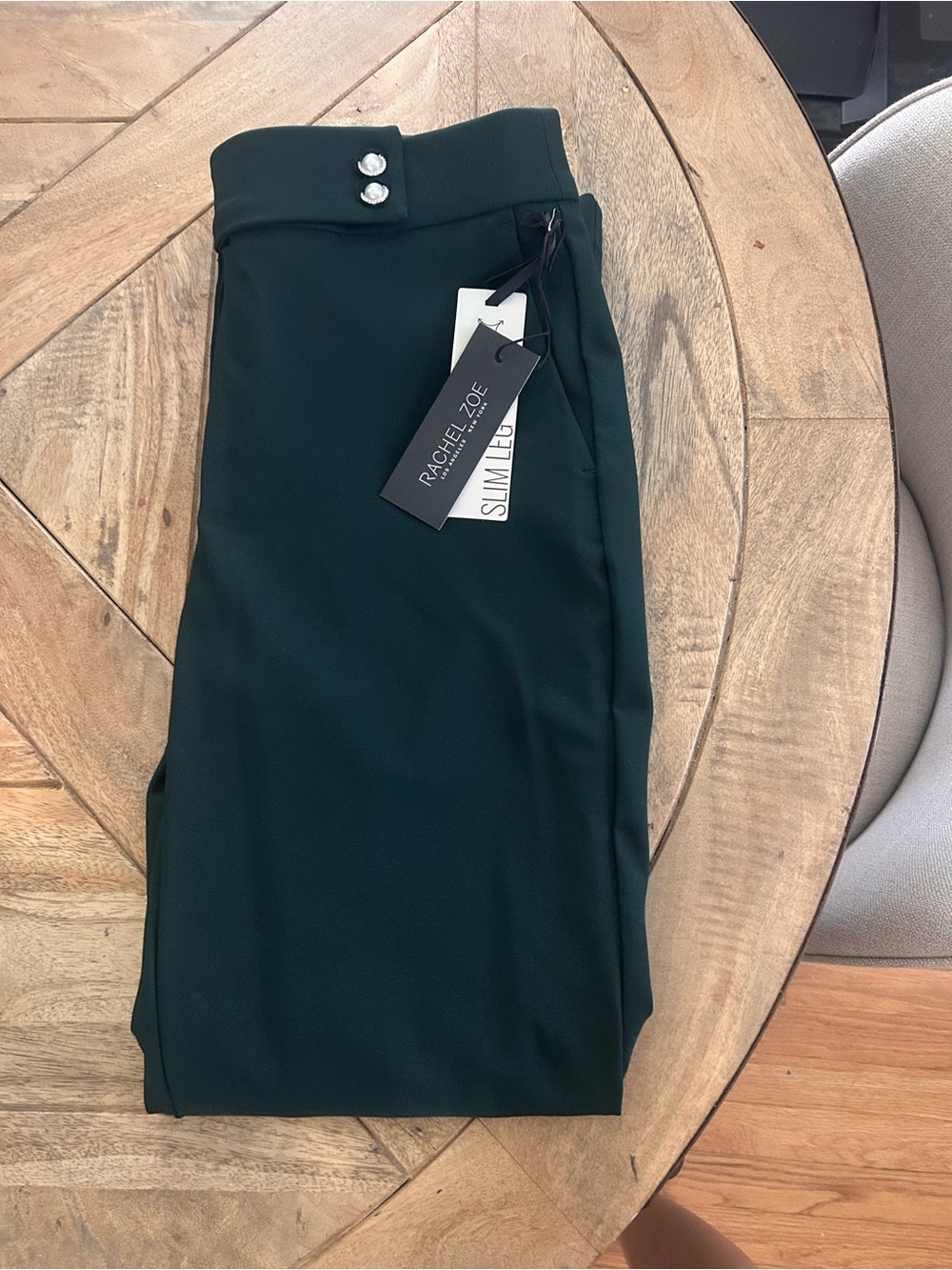 Rachel Zoe Slim Leg Trousers in Dark Green